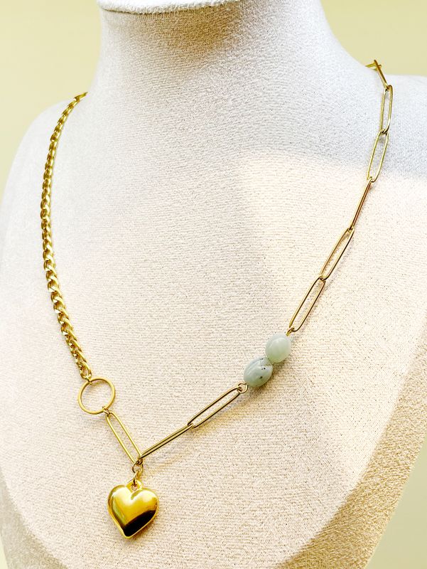 Edelstahl 304 Vergoldet Vintage-Stil Ferien Perlen Überzug Herzform Naturstein Perlen