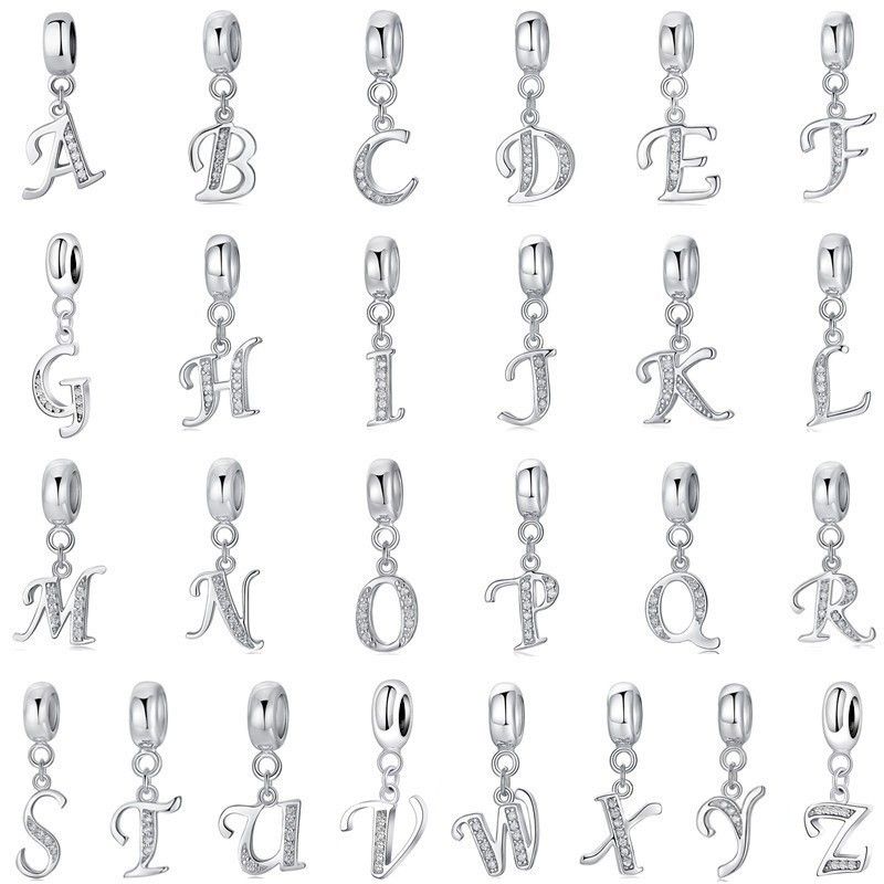 Classic Style Letter Sterling Silver Polishing Inlay Artificial Gemstones Jewelry Accessories