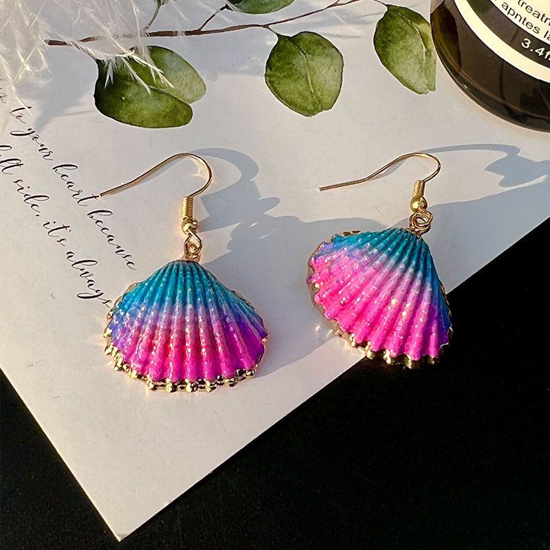 1 Pair Beach Shell Alloy Drop Earrings