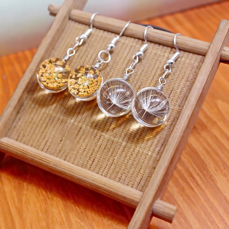 1 Pair Ig Style Casual Flower Glass Glass Drop Earrings