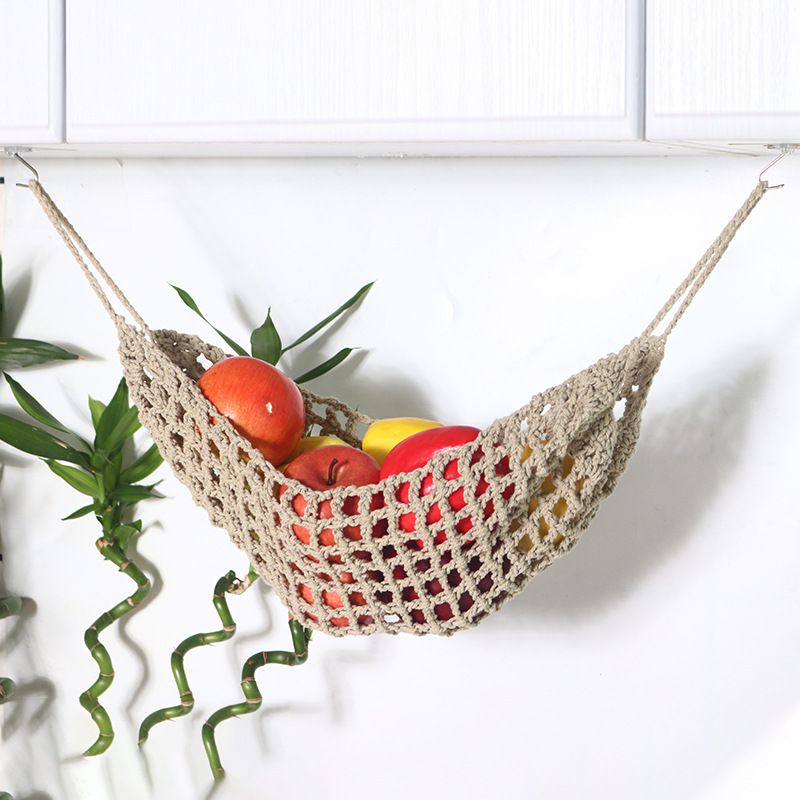 Cross-border Home Kitchen Fruit Basket Bohemia Decorative Fruit Net Bag Simple Nordic Style Woven Vegetable And Fruit Net Bag