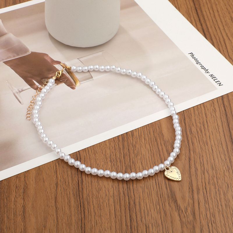Elegant Heart Shape Artificial Pearl Alloy Beaded Women's Necklace