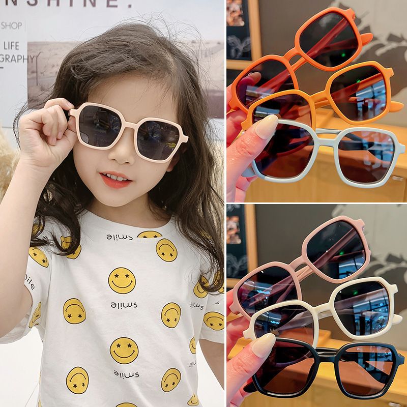 Cute Sweet Solid Color Ac Square Clips Kids Sunglasses