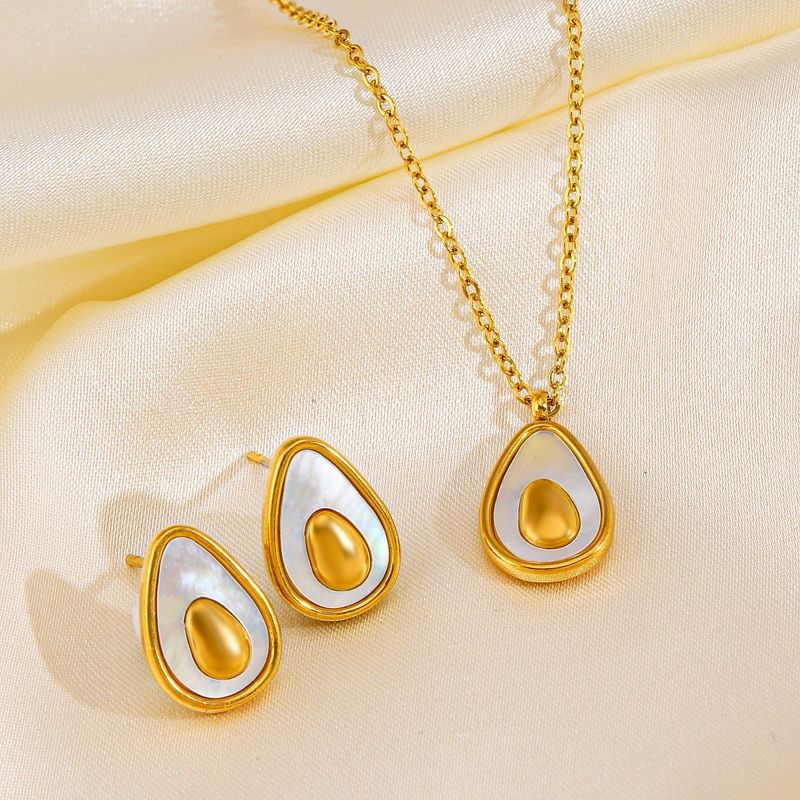 304 Stainless Steel 18K Gold Plated IG Style Casual Plating Inlay Fruit Shell Earrings Necklace