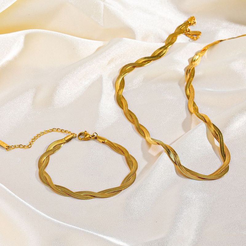 Edelstahl 304 18 Karat Vergoldet Basic Klassischer Stil Überzug Geometrisch Armbänder Halskette