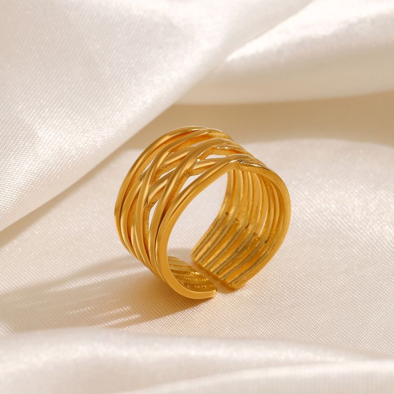 Edelstahl 304 18 Karat Vergoldet Klassischer Stil Überzug Einfarbig Offener Ring