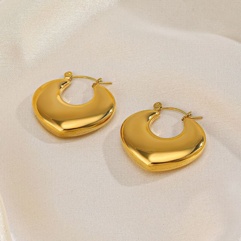 1 Paar Elegant Retro Herzform Überzug Edelstahl 304 18 Karat Vergoldet Ohrringe