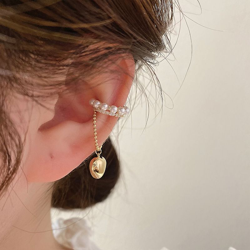 1 Piece 1 Pair Streetwear Heart Shape Plating Inlay Artificial Pearl Alloy Artificial Diamond Ear Clips