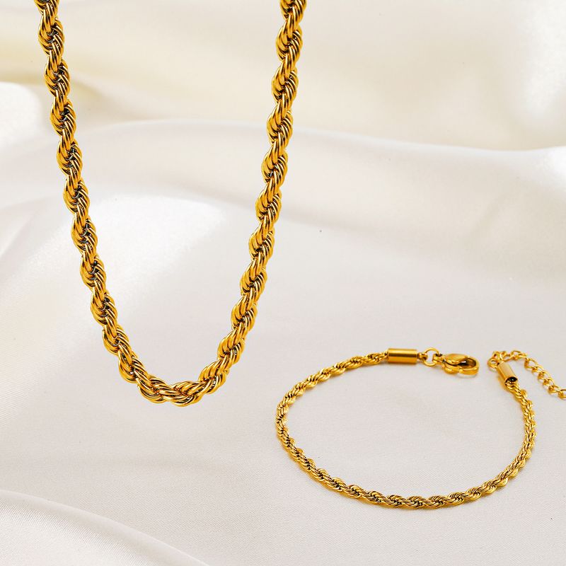 Edelstahl 304 18 Karat Vergoldet IG-Stil Basic Moderner Stil Überzug Einfarbig Armbänder Halskette