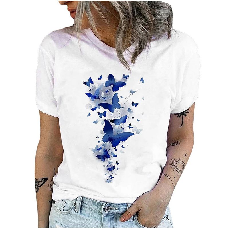 Women's T-shirt Short Sleeve T-shirts Printing Casual Streetwear Butterfly