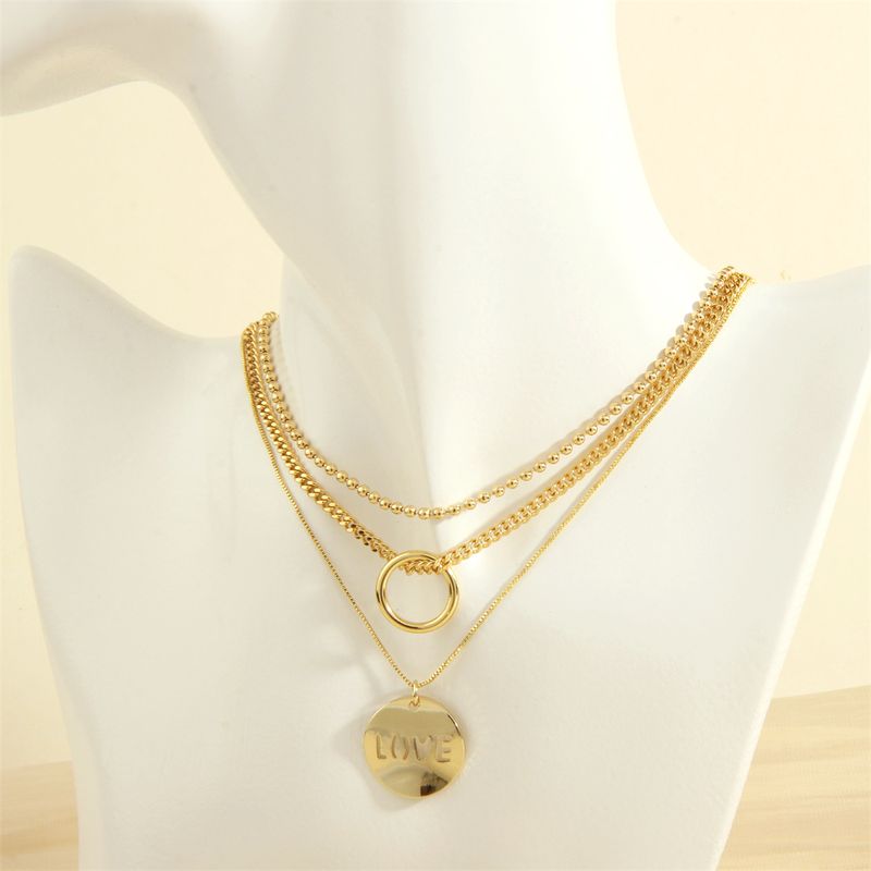 Ig Style Love Circle Copper 18k Gold Plated Necklace In Bulk