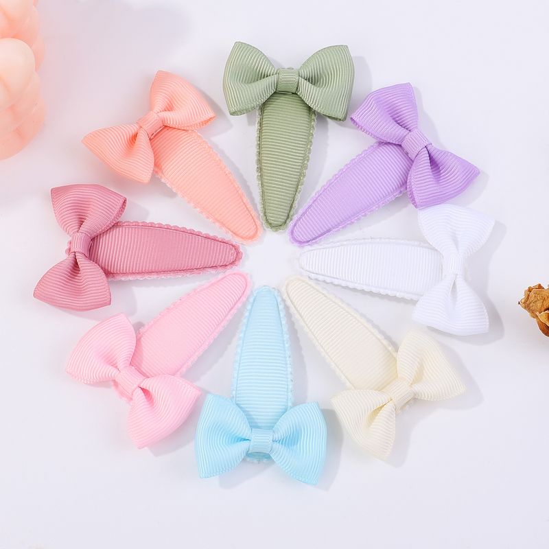 Cute Sweet Solid Color Bow Knot Ribbon Hair Clip