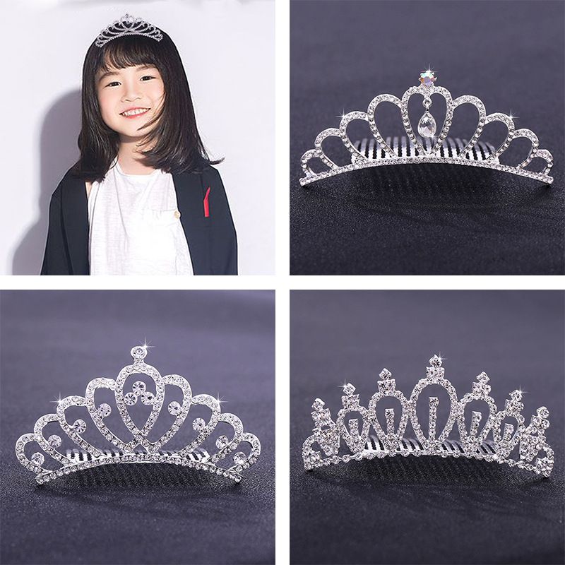 Princess Crown Alloy Inlay Rhinestones Hair Combs