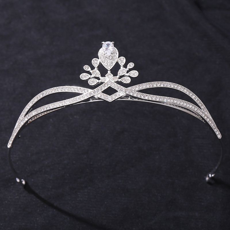 Princesa Nupcial Corona Aleación Embutido Diamantes De Imitación Circón Corona