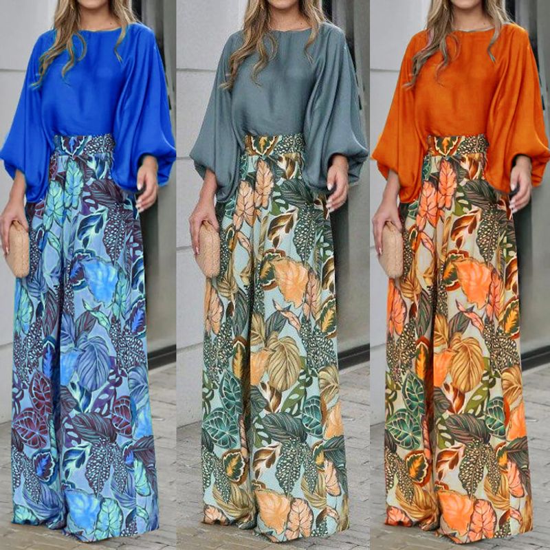 Women's Casual Vacation Plant Polyester Printing Pants Sets