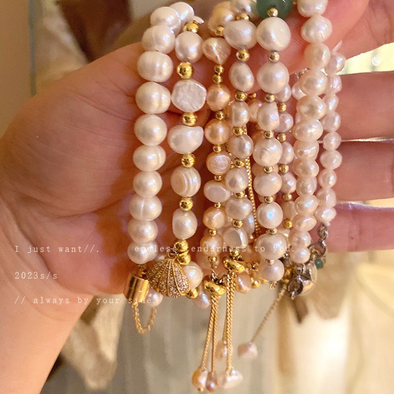 Ig-stil Moderner Stil Runden Blume Süßwasserperle Metall Perlen Überzug Inlay Strasssteine Armbänder