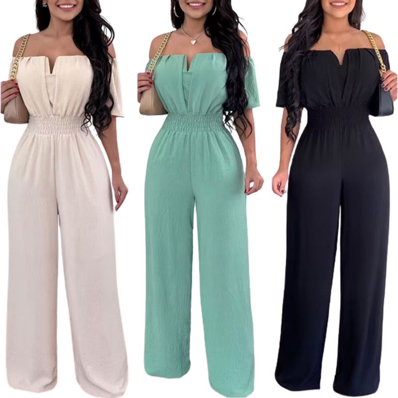 Women's Daily Vacation Solid Color Full Length Backless Jumpsuits