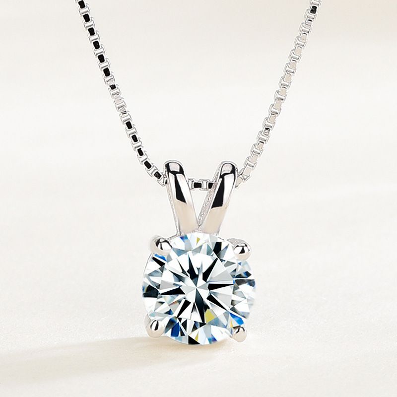 Simple Style Square Sterling Silver Plating Inlay Zircon Pendant Necklace