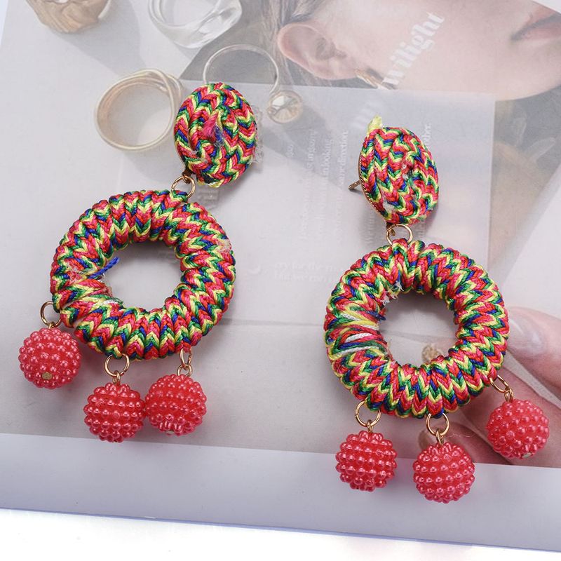 1 Pair Ethnic Style Round Braid Metal Drop Earrings