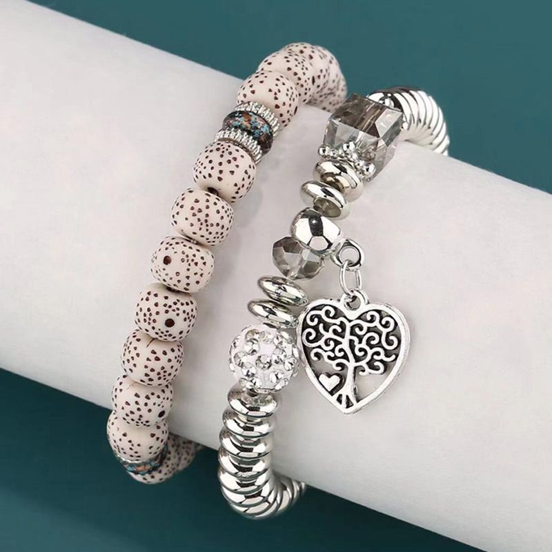 Ethnic Style Tree Heart Shape Alloy Wooden Beads Beaded Women's Bracelets