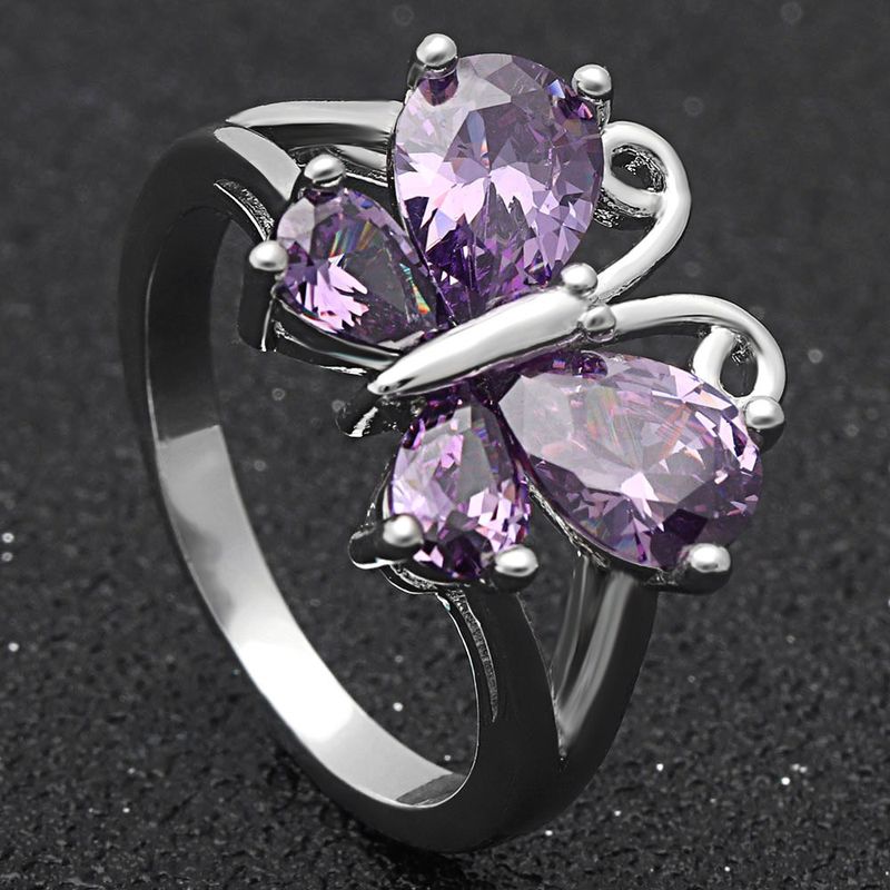 Wholesale Jewelry Ig Style Casual Butterfly Alloy Rhinestones Plating Inlay Rings
