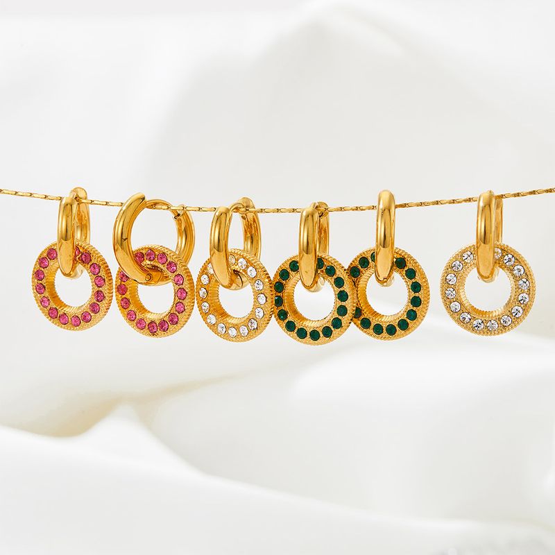 1 Paar Klassischer Stil Geometrisch Überzug Inlay Edelstahl 304 Künstliche Edelsteine 16 Karat Vergoldet Weißgold Plattiert Vergoldet Ohrringe
