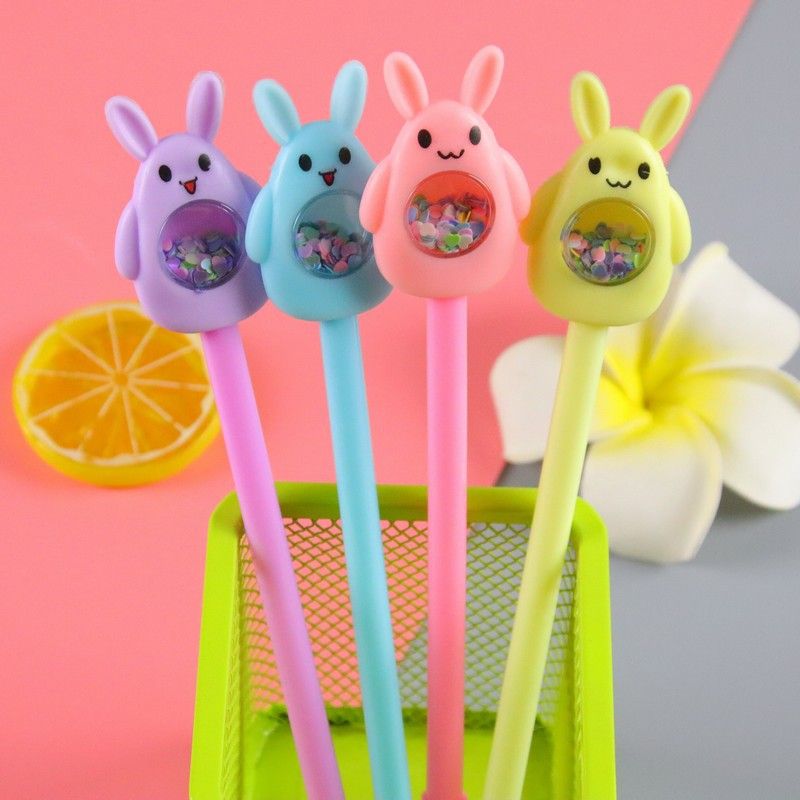 Creative Color Sequined Rabbit Gel Pen Fresh Stationery Student Writing Implement Water-based Paint Pen Office Signature Pen
