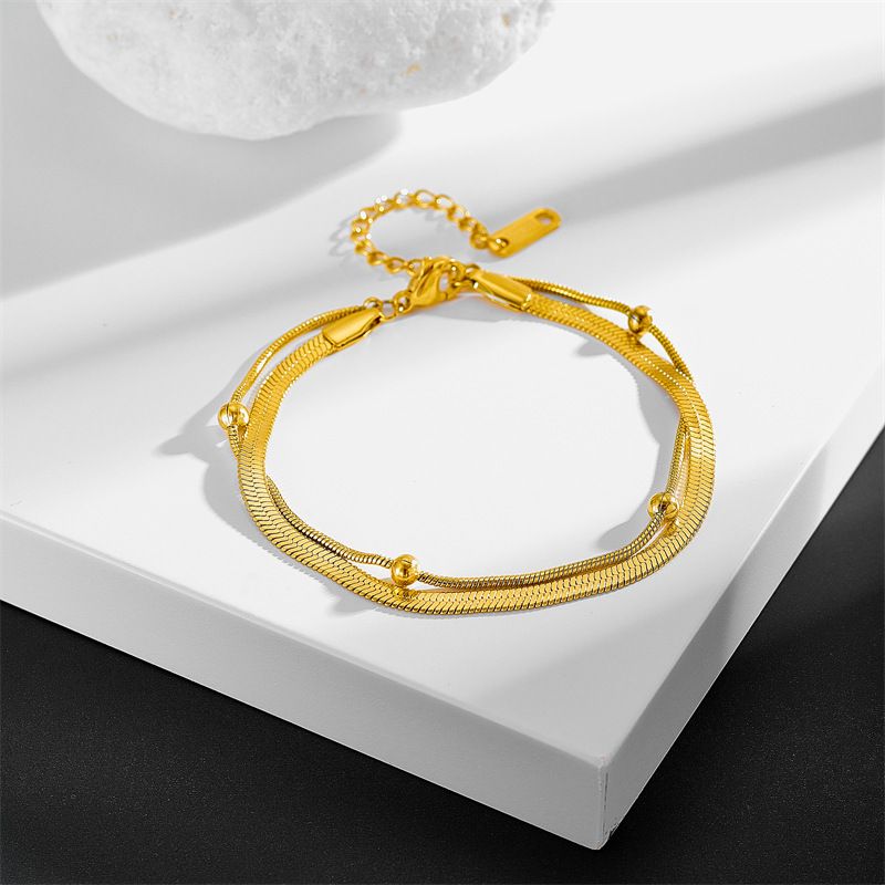 Simple Style Solid Color Titanium Steel 18K Gold Plated Bracelets In Bulk