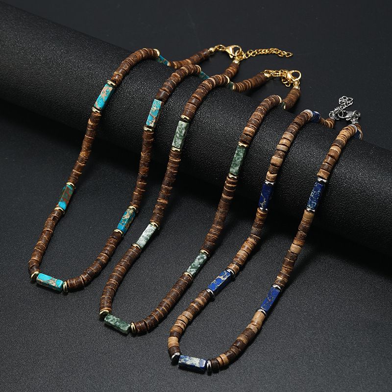 Ethnic Style Geometric Alloy Natural Stone Coconut Shell Beaded Men's Necklace