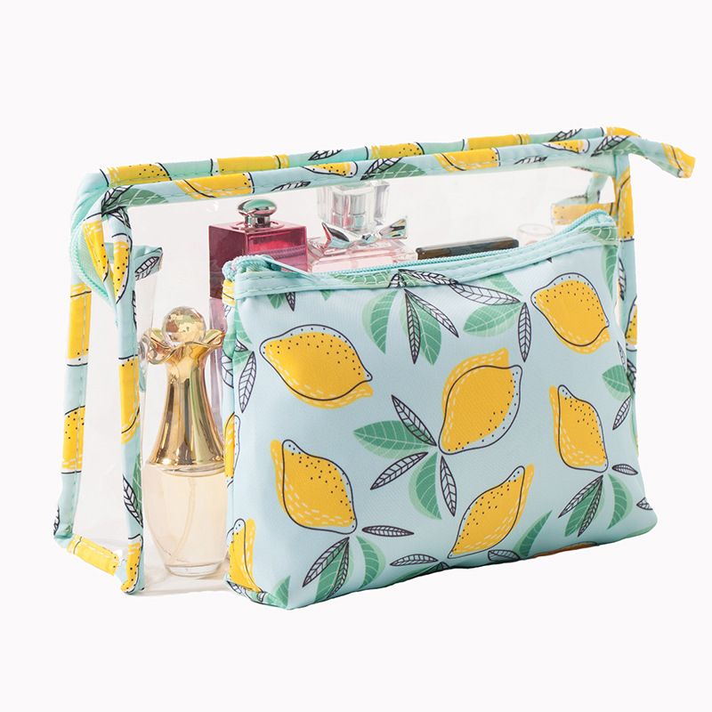 Cute Lemon Strawberry Transparent Pvc Canvas Makeup Bag