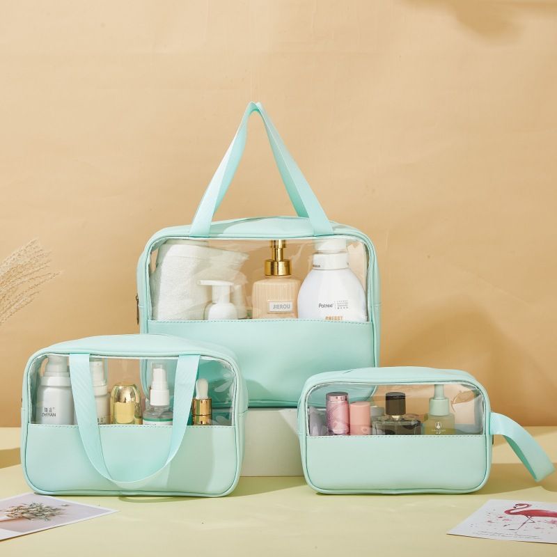 Simple  Style Pvc Pu Leather Solid Color Storage Bag
