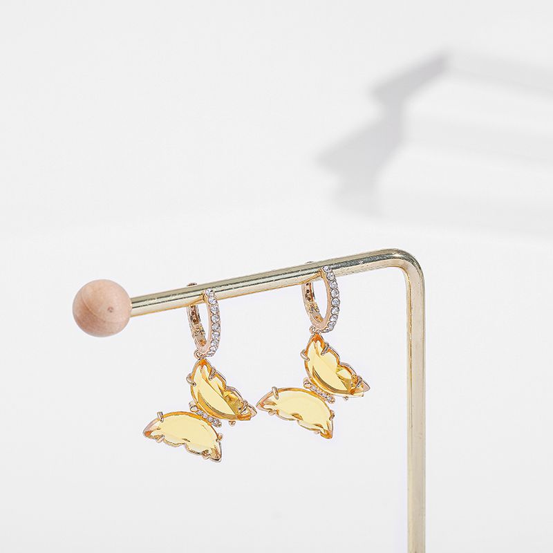 1 Paar Feenhafter Stil Schmetterling Inlay Aryl Künstlicher Diamant Tropfenohrringe