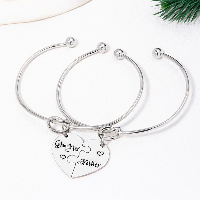 Wholesale Jewelry MAMA Simple Style Letter Alloy Knot Carving Bangle