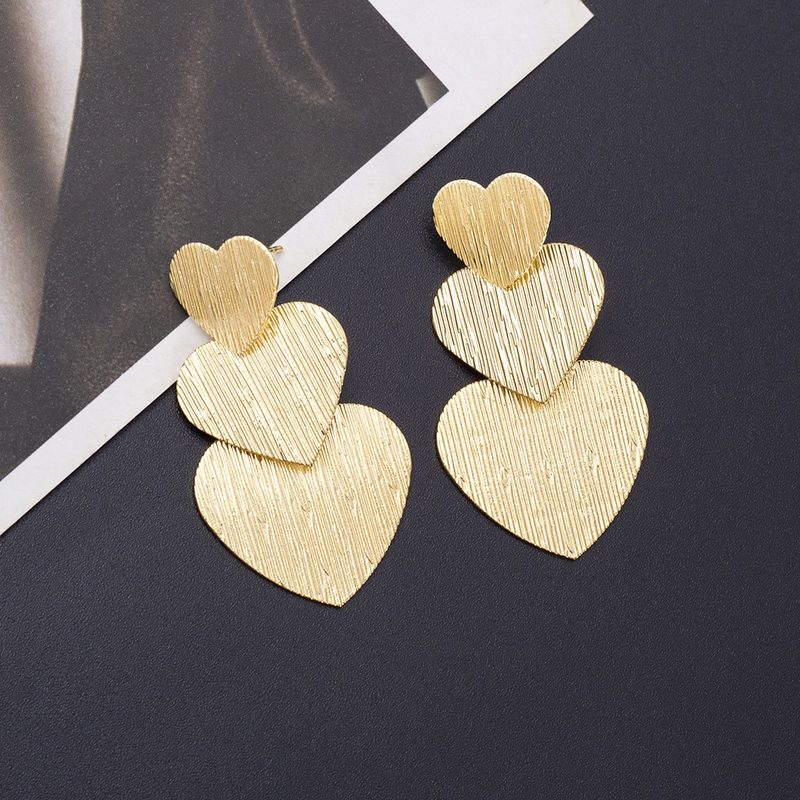 1 Pair Romantic Heart Shape Plating Metal Drop Earrings