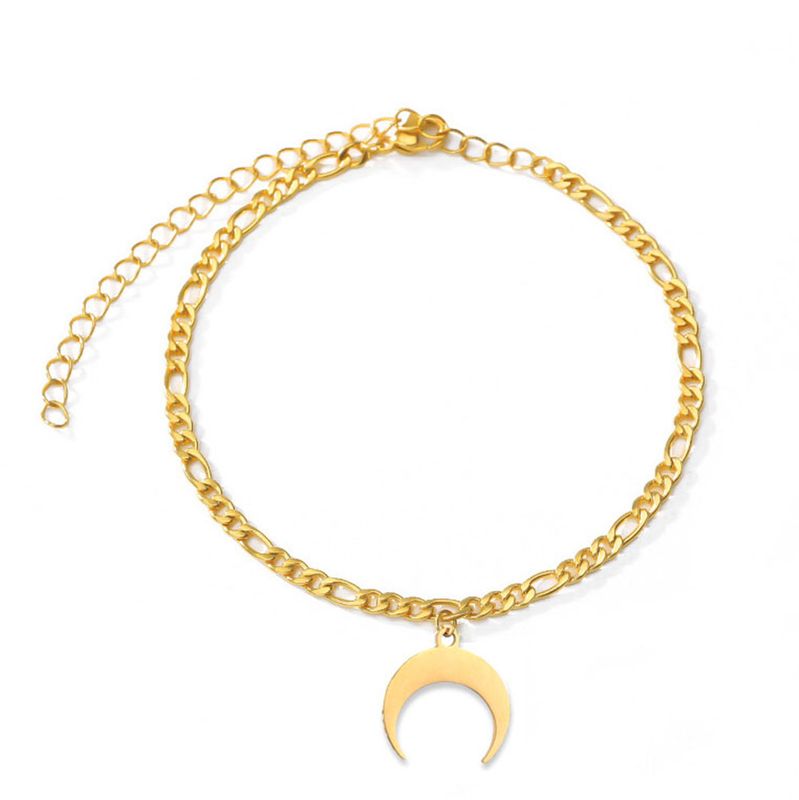 Simple Style Moon Stainless Steel Women's Anklet