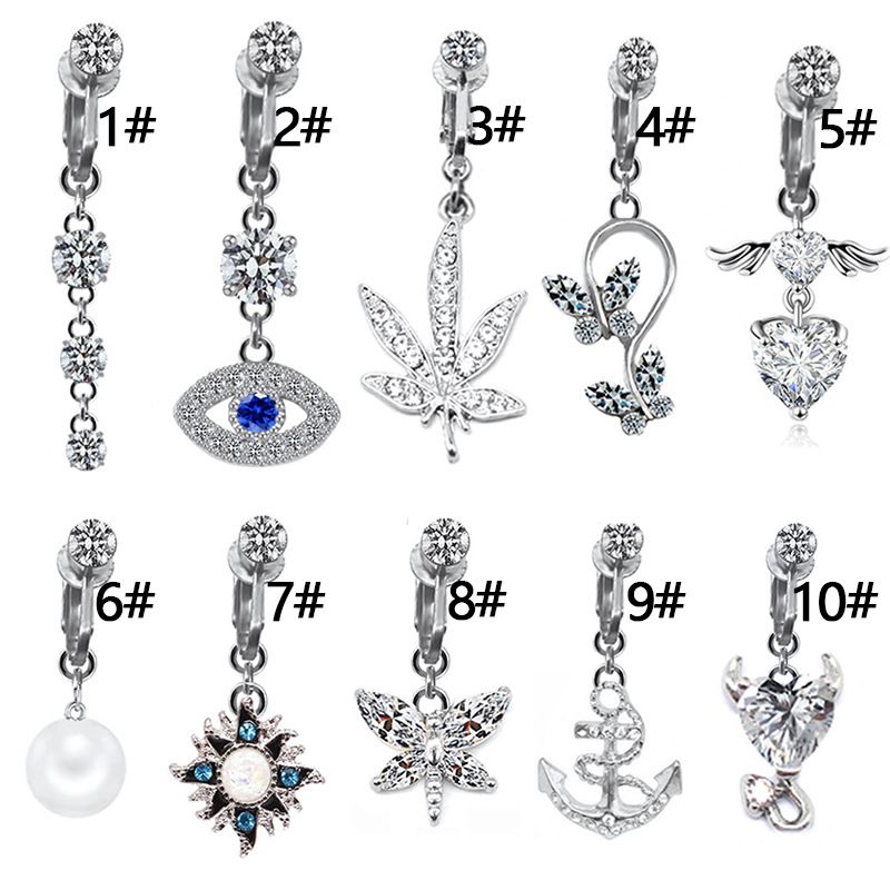 Simple Style Heart Shape Eye Stainless Steel Copper Plating Inlay Zircon White Gold Plated Gold Plated Belly Ring