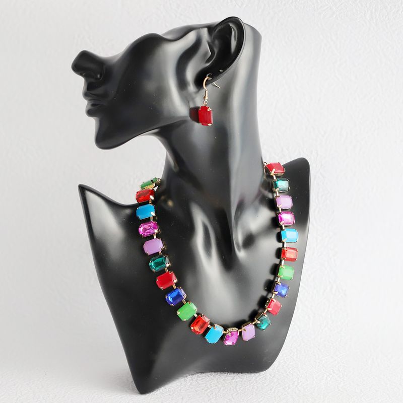 Elegant Luxurious Shiny Rectangle Alloy Inlay Resin Women's Jewelry Set