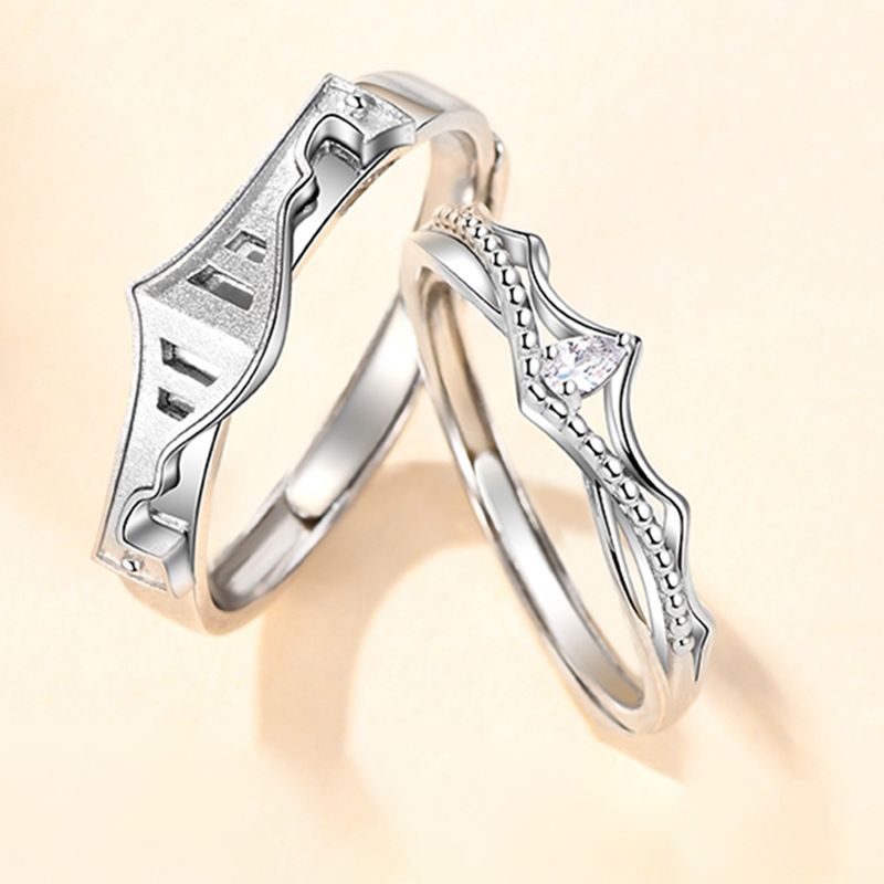 Glam Crown Sterling Silver Inlay Zircon Rings