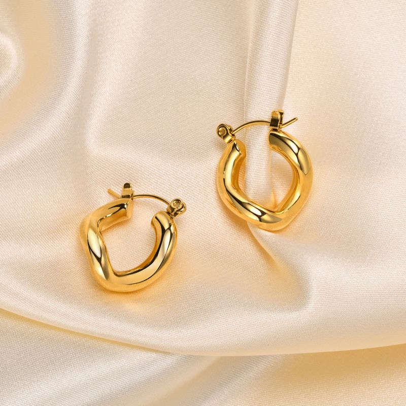 1 Pair Retro Geometric Plating 304 Stainless Steel Gold Plated Earrings