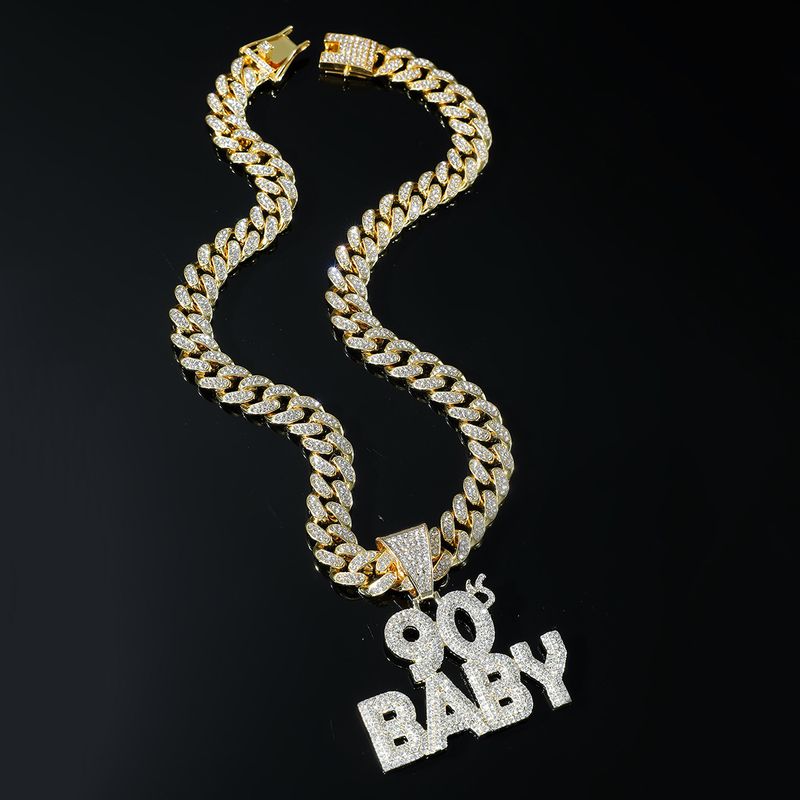 Hip-hop Letter Alloy Plating Inlay Rhinestones Men's Pendant Necklace Necklace Pendant