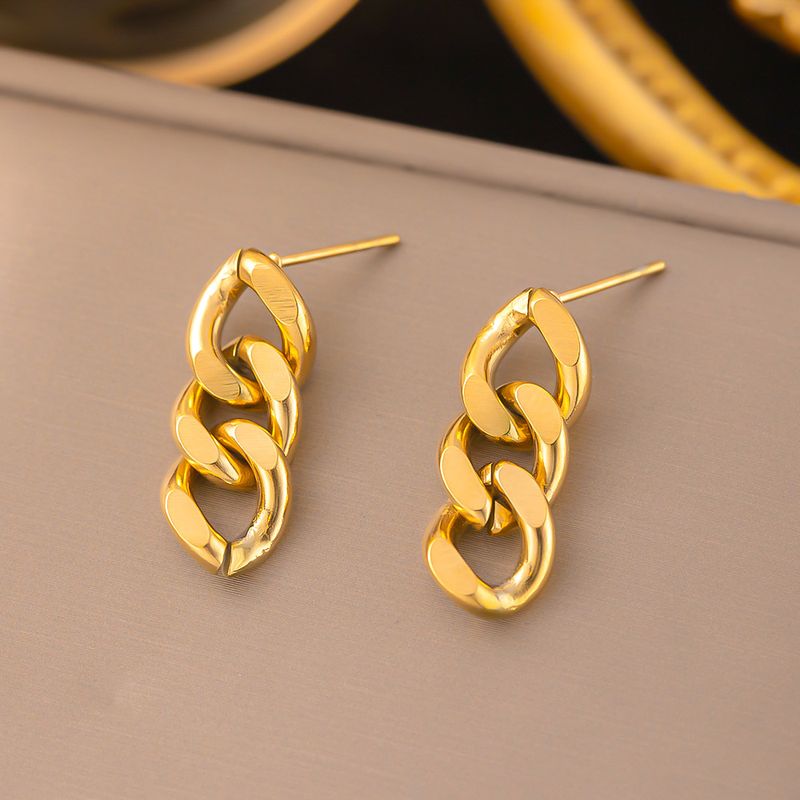 1 Pair Casual Simple Style Chain Plating 304 Stainless Steel 18K Gold Plated Drop Earrings