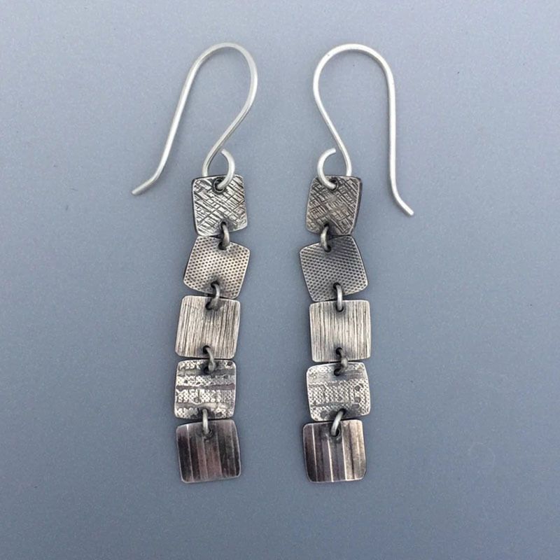 1 Pair Ethnic Style Square Plating Alloy Drop Earrings