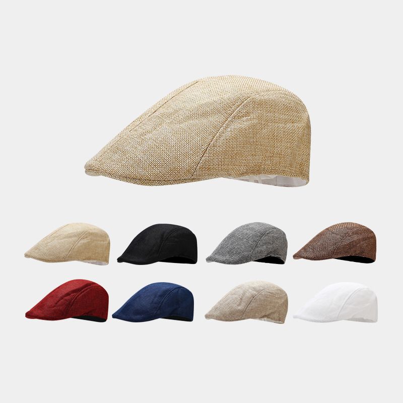 Unisex Elegant Basic Solid Color Curved Eaves Beret Hat