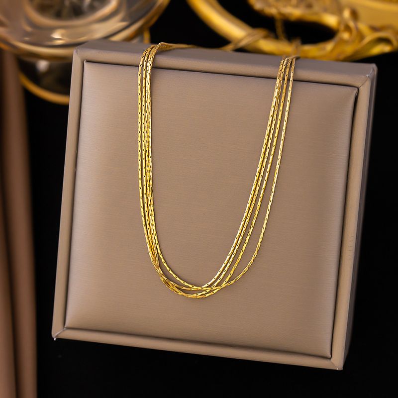 304 Stainless Steel 18K Gold Plated Lady Classic Style Plating Solid Color Necklace