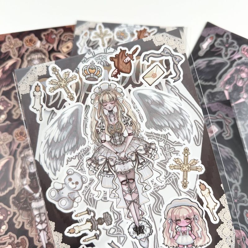 Coisini Original Dark Style Angel Doll Character Stickers Korean Sweet Girl Goka Journal Stickers
