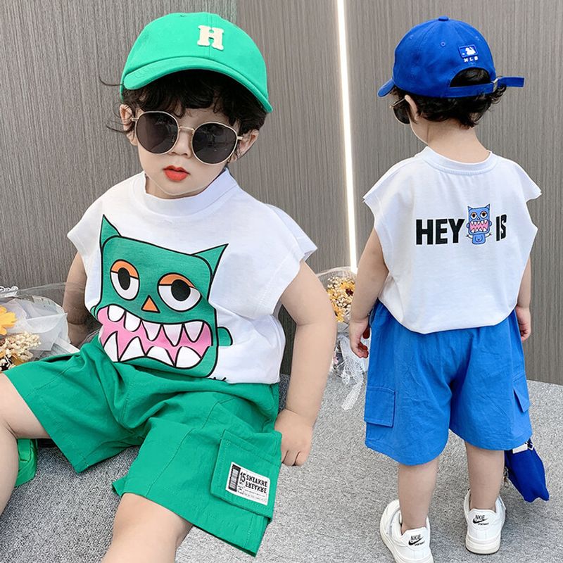 Casual Simple Style Cartoon Printing Cotton Boys Clothing Sets
