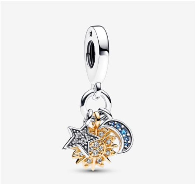 Simple Style Sun Star Moon Sterling Silver Inlay Zircon Charms