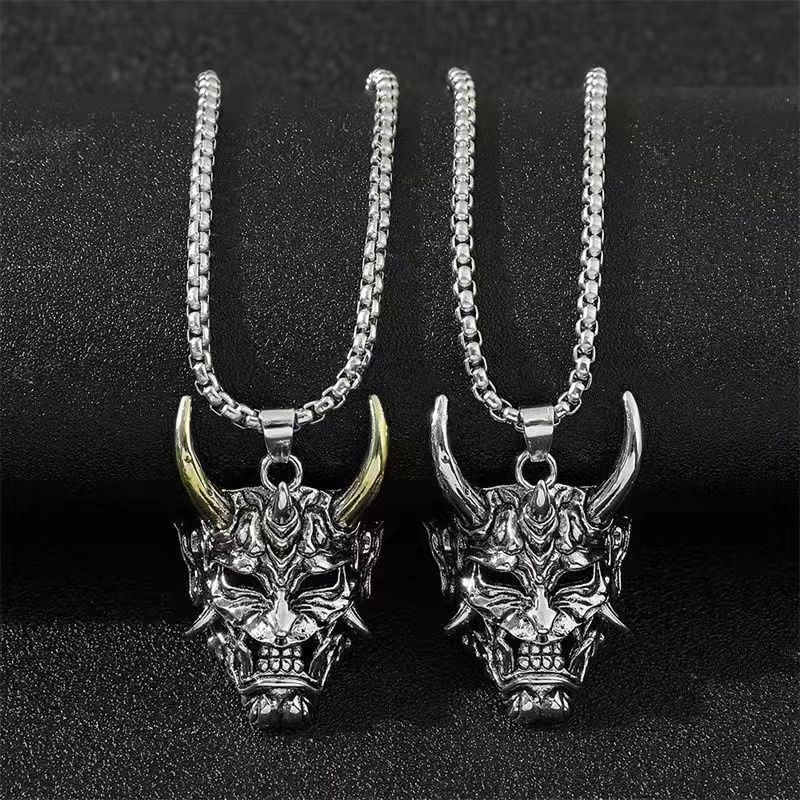 Exaggerated Punk Mask Stainless Steel Alloy Plating Hollow Out Unisex Pendant Necklace Long Necklace Necklace Pendant