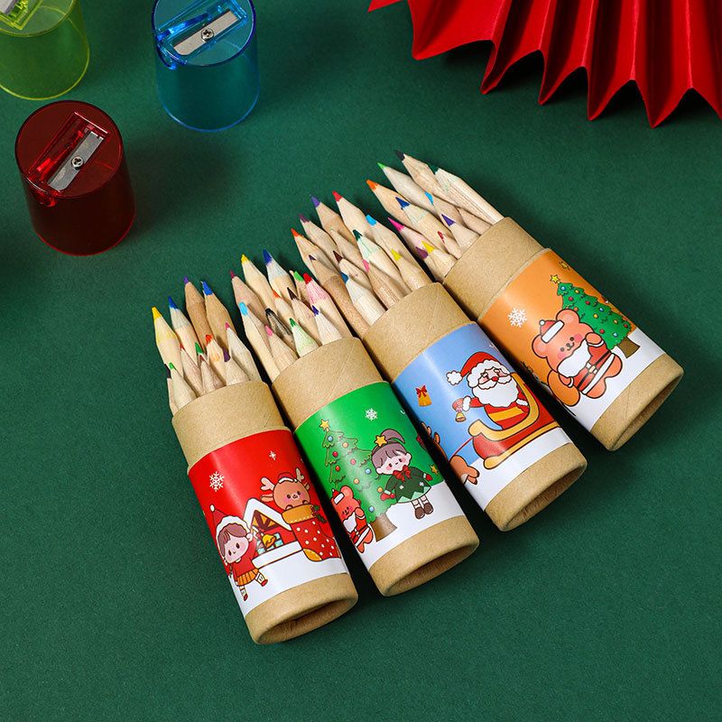 Christmas Small Gifts Present Student Prize 12 Colors Primary School Student Painting Color Pencil 12 Barrels