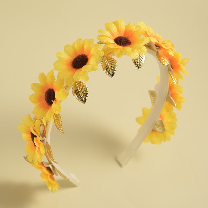Sweet Sunflower Imitation Pearl Polyester Handmade Hair Band